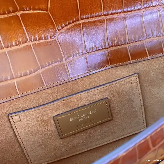 Repzbay REP YSL IN LEATHER CLUTCH MANHATTAN CROCODILE-EMBOSSED 0518